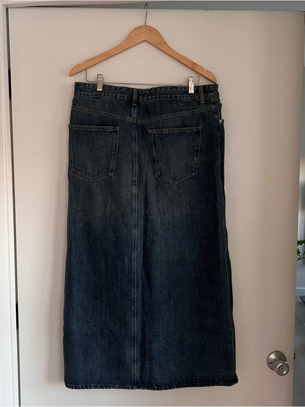 Zara Denim Midi Skirt Dark Wash High Waisted XL - Picture 4 of 4